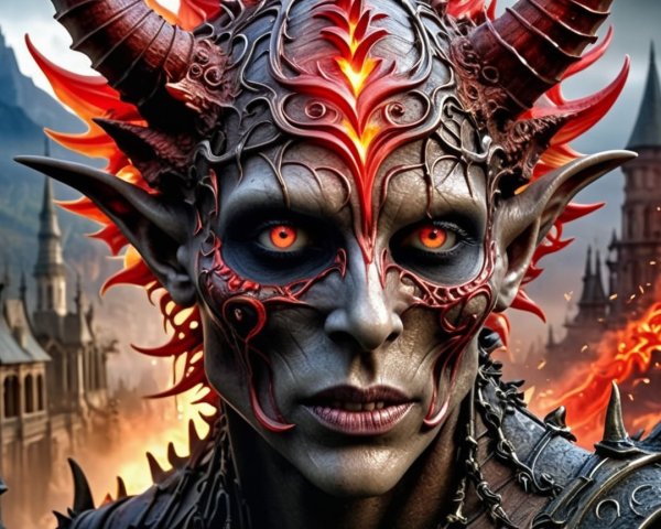 Fierce Otherworldly Figure in Dramatic Fantasy Setting