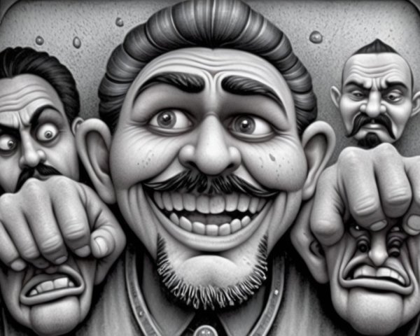 Monochromatic Caricature of Joy and Distress