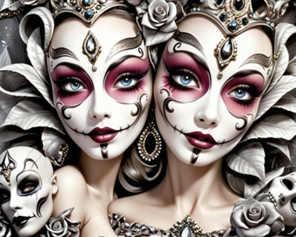 Ethereal Figures with Intricate Makeup and Adornments