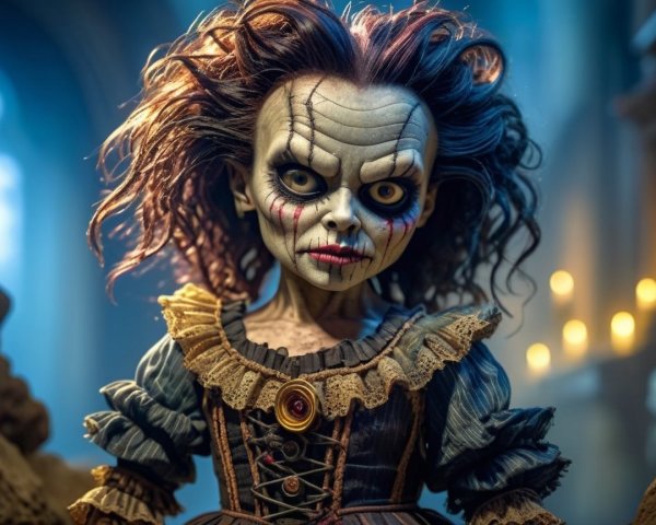 Hauntingly Detailed Doll with Eerie Expression and Style