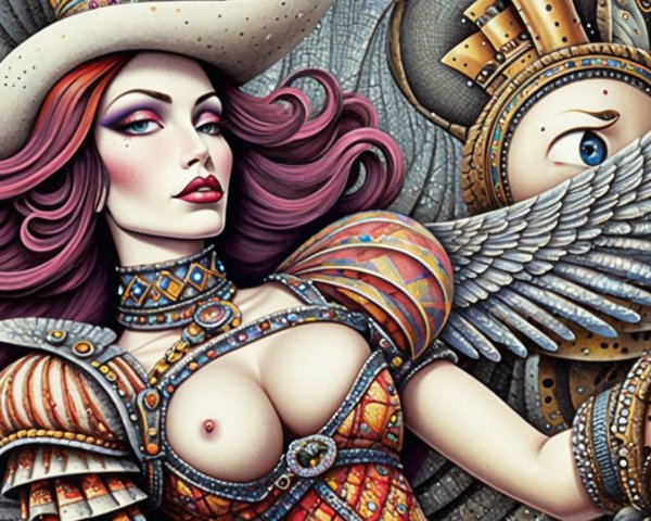 Stylized Woman in Elaborate Armor with Wings
