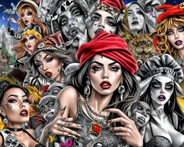 Collage of Diverse Female Figures in Artistic Styles