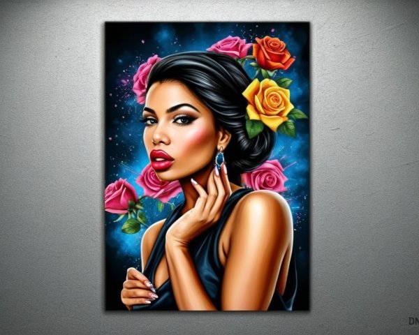 Elegant Woman with Floral Background in Modern Portrait