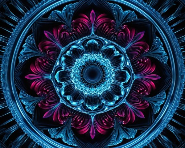 Intricate Circular Design with Floral Motif and Colors