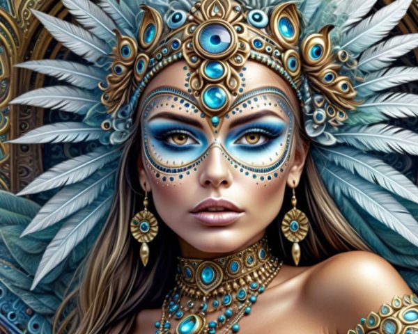 Elaborate Costume Portrait with Intricate Jewelry