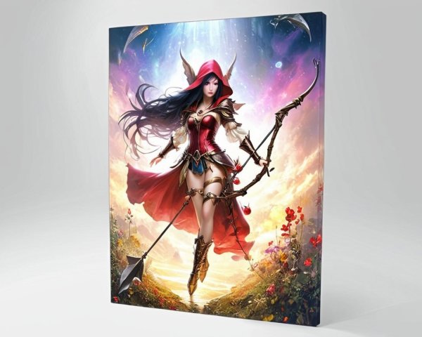 Fantasy Character with Bow in Enchanting Landscape
