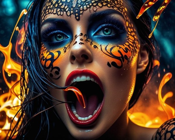 Portrait of a Woman with Butterfly Face Paint