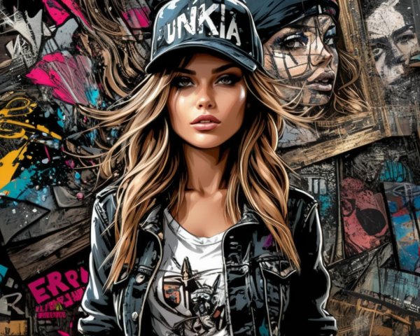 Graffiti Illustration of Young Woman in Edgy Style