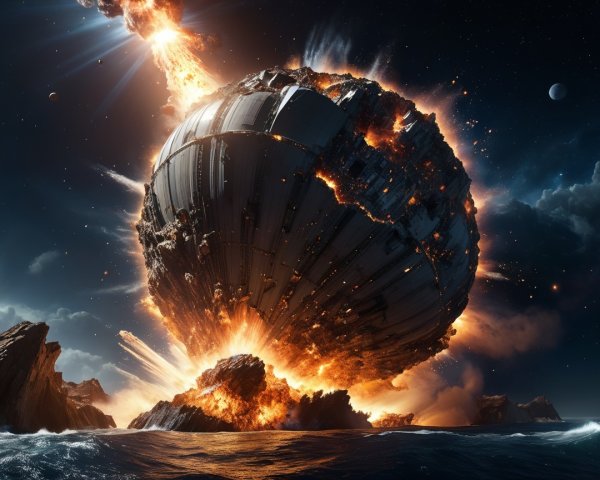 Collision of Metallic Planet with Rocky Terrain