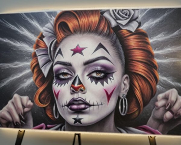 Clown-Inspired Character Portrait with Bold Makeup