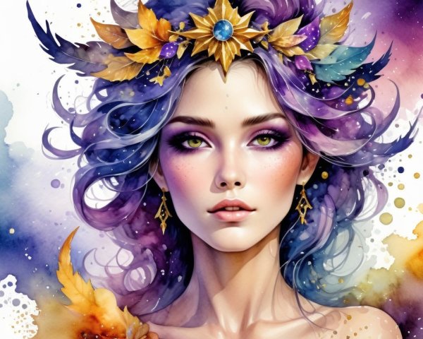 Portrait of a Young Woman with Colorful Hair and Makeup