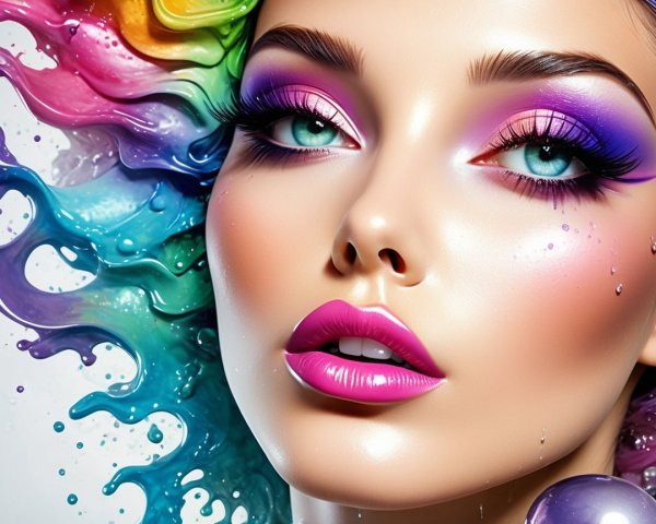 Vibrant Portrait of a Woman with Colorful Hair