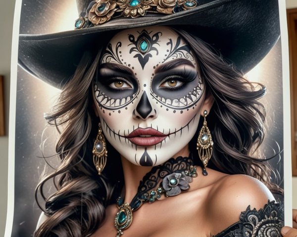 Portrait of Woman in Day of the Dead Tradition