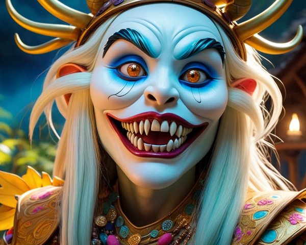 Vibrant Whimsical Character in Enchanted Setting