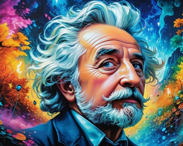 Distinguished Older Man in Cosmic Background