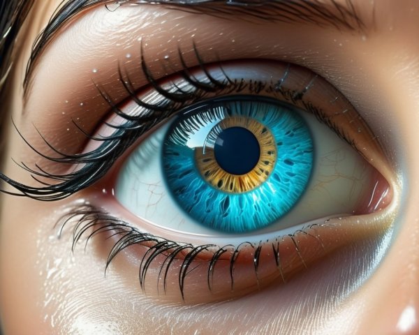 Close-Up of a Human Eye with Blue and Orange Iris
