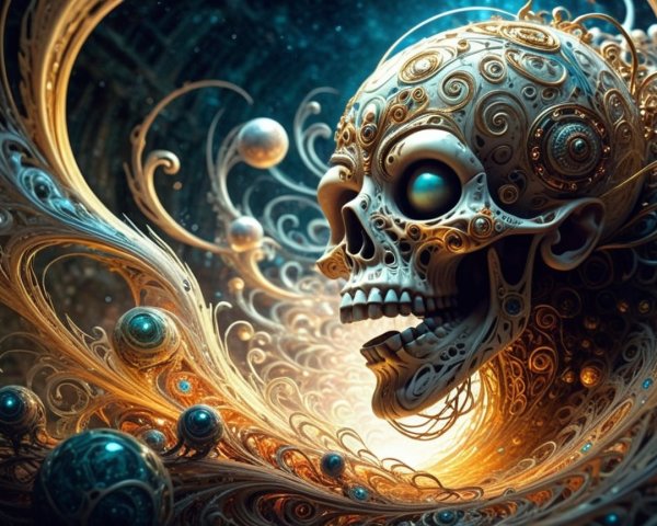 Intricate Skull Design with Ornate Patterns and Colors