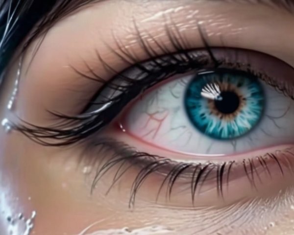 Close-up of a vibrant blue eye with intricate details