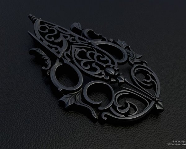 Intricate Black Ornamental Design with Filigree Details