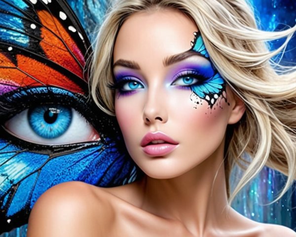 Vibrant Butterfly-Inspired Makeup and Background