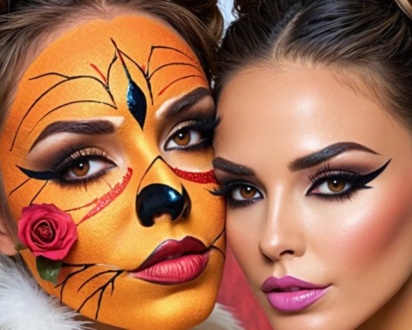 Women with Artistic Makeup and Sugar Skull Designs