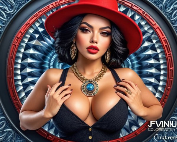Glamorous woman in striking fashion and vibrant background