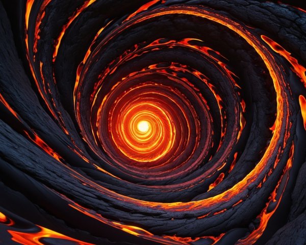 Spiral Lava Tunnel with Vibrant Orange and Yellow Hues
