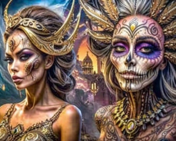 Women in Intricate Makeup and Elaborate Costumes