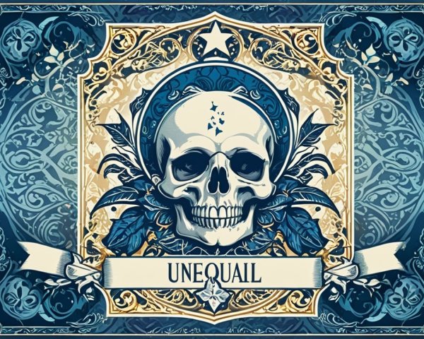 Artistic Skull Surrounded by Ornate Patterns and Foliage
