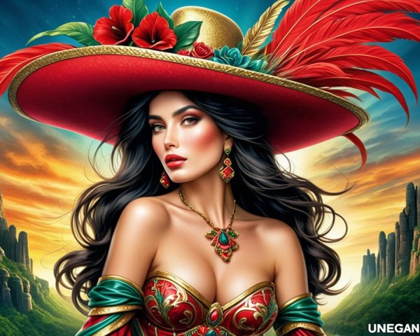 Elaborately Decorated Sombrero and Cultural Dress