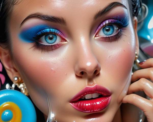 Close-Up Portrait of a Young Woman with Blue Eyes