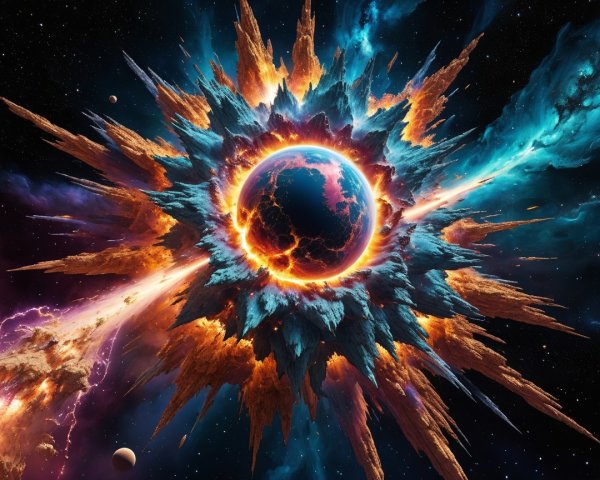 Cosmic Explosion with Vibrant Colors and Formations