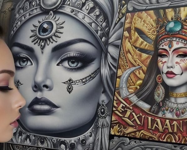 Close-Up of Woman's Profile with Mural Artwork