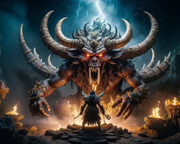 Dramatic Confrontation in a Dark Fantasy Realm