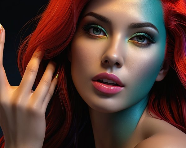 Portrait of a Young Woman with Vibrant Red Hair