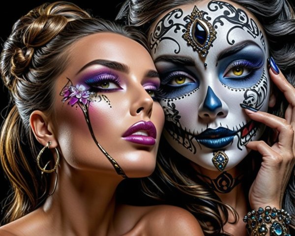 Two Women with Artistic and Elegant Makeup Styles
