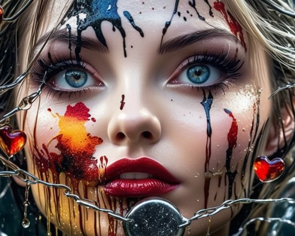 Portrait of a Young Woman with Colorful Makeup