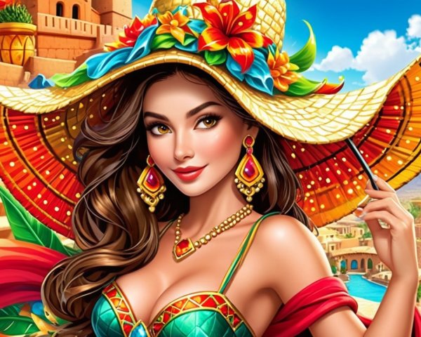 Vibrant Digital Illustration of a Tropical Woman