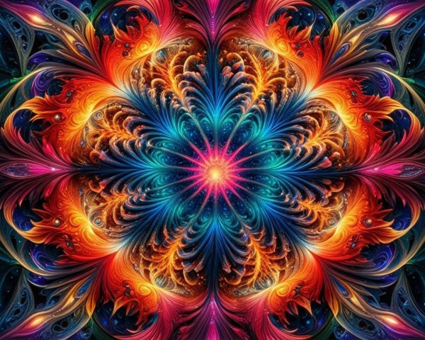 Vibrant Fractal Design with Colorful Patterns and Depth