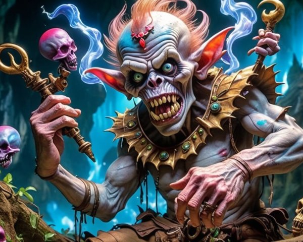 Sinister Creature with Glowing Features in Dark Setting