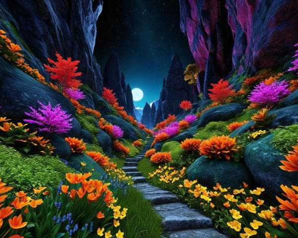 Enchanting Pathway in a Colorful Fantastical Landscape