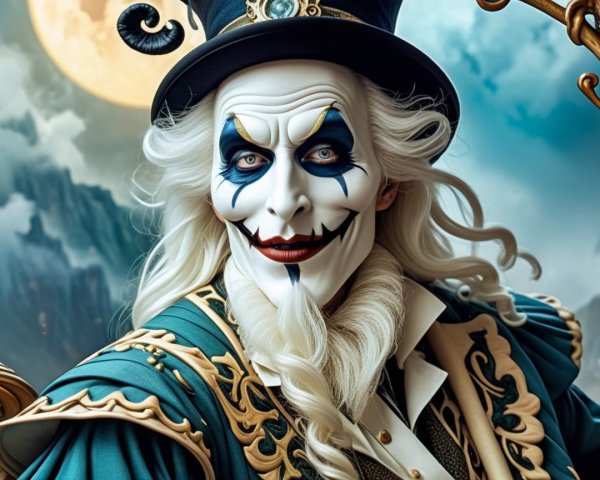 Elaborate Costume Character with Teal and Gold Accents
