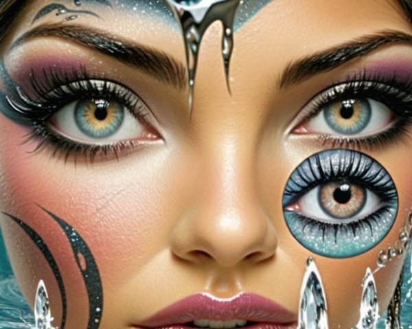 Close-Up of a Woman's Face with Dramatic Makeup