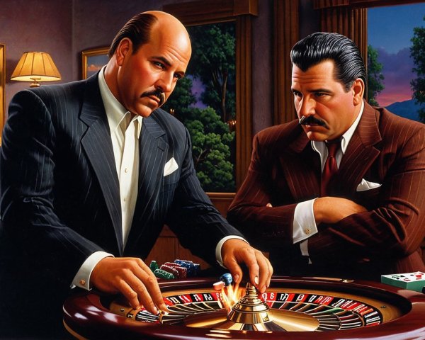 Men at Roulette Table in Luxurious Casino Setting