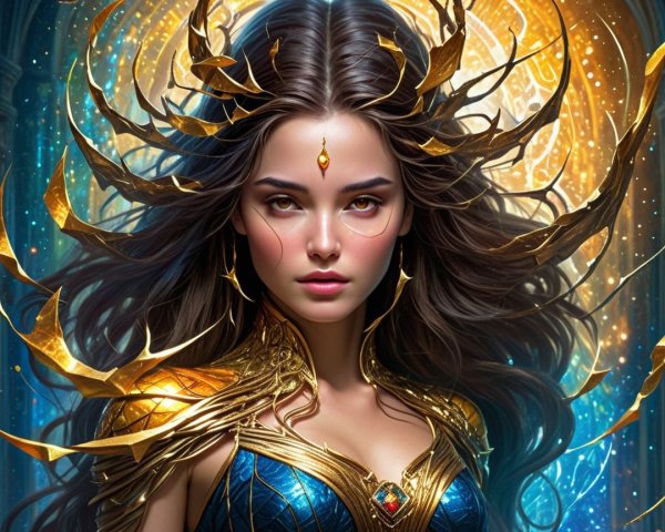 Fantasy Portrait of Woman with Antler Extensions