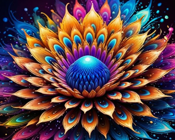 Vibrant Mandala-Inspired Flower with Colorful Patterns