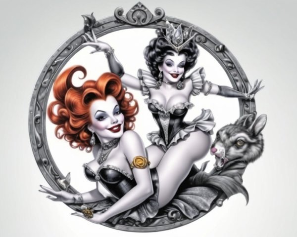 Stylized Characters in Dramatic Circular Frame
