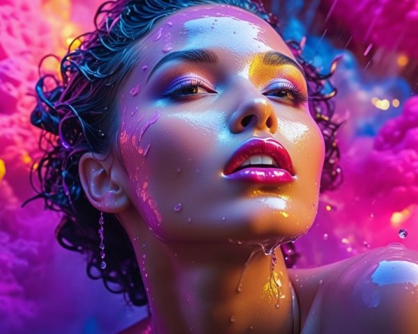 Glamorous Close-Up of a Woman with Vibrant Hair