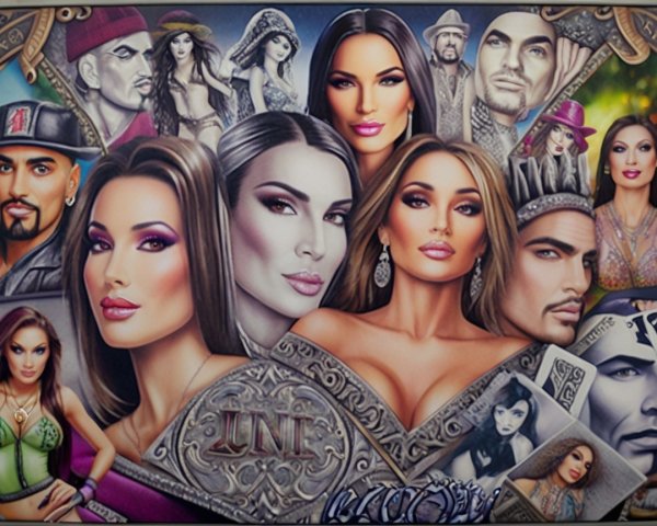 Vibrant Collage of Diverse Glamorous Portraits