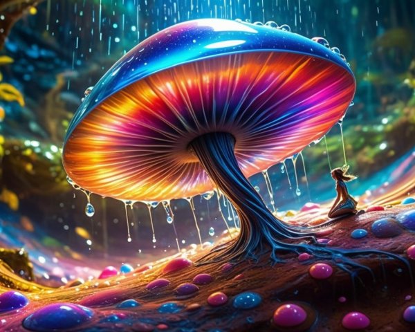 Colossal Luminescent Mushroom in Enchanted Forest